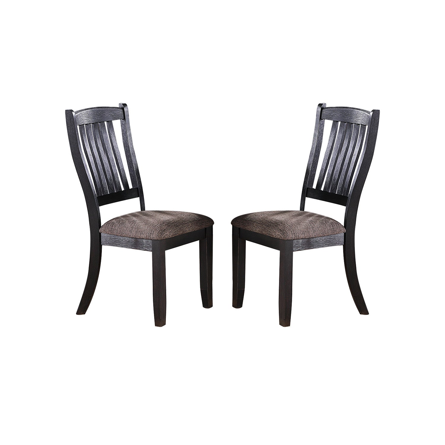 Dark Coffee Fabric Upholstered Side Chairs, Black(Set of 2)