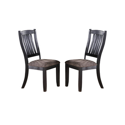 Dark Coffee Fabric Upholstered Side Chairs, Black(Set of 2)