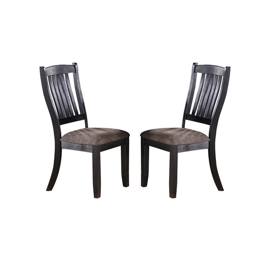 Dark Coffee Fabric Upholstered Side Chairs, Black(Set of 2)