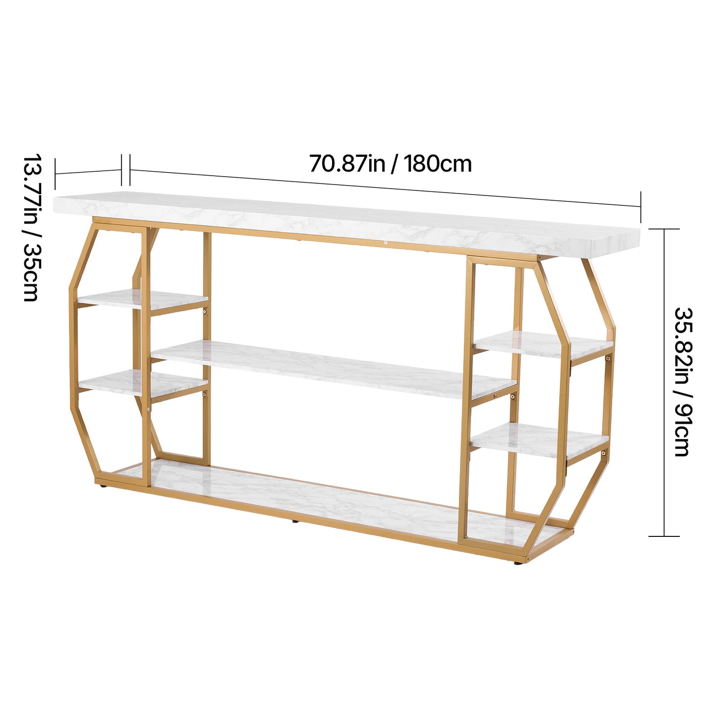 Gold Iron Console Table - 3 Tier Entryway Table