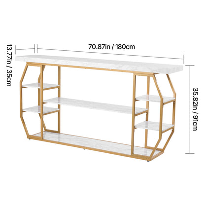 Gold Iron Console Table - 3 Tier Entryway Table