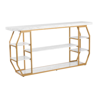 Gold Iron Console Table - 3 Tier Entryway Table