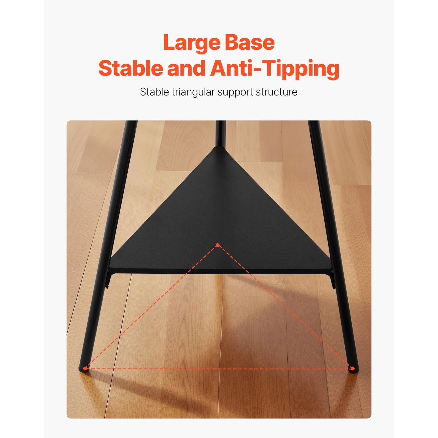 Freestanding Coat Rack - Black Metal, 6 Hooks & 2 Shelves for Living Room