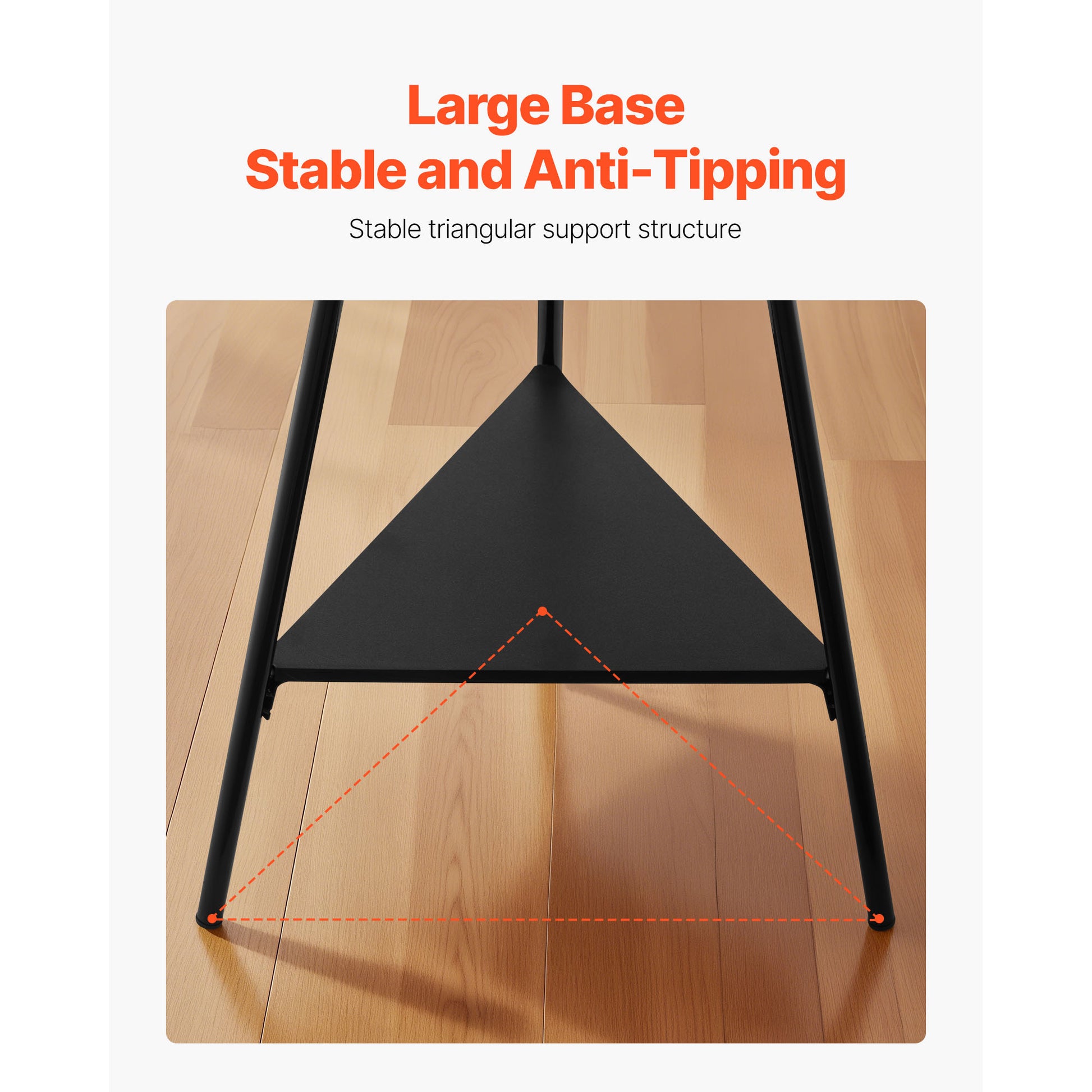Freestanding Coat Rack - Black Metal, 6 Hooks & 2 Shelves for Living Room