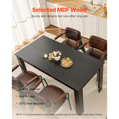 60" x 31.5" Black Fiberboard Dining Table - Seats 4-6
