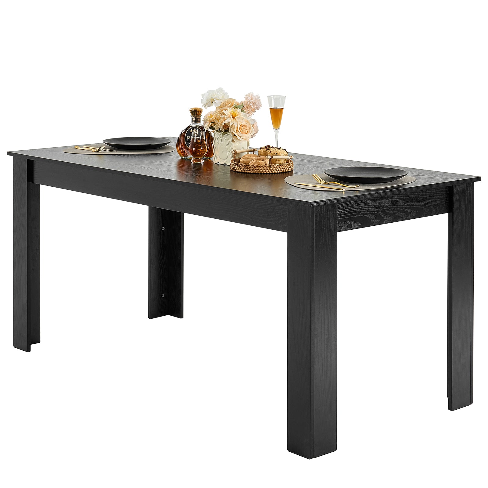 60" x 31.5" Black Fiberboard Dining Table - Seats 4-6