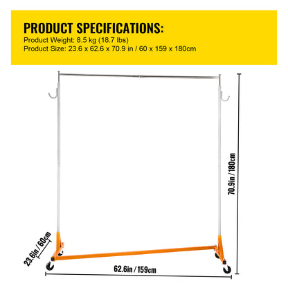 Industrial Z Rack - White & Light Orange Coat Racks with Lockable Casters