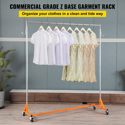 Industrial Z Rack - White & Light Orange Coat Racks with Lockable Casters