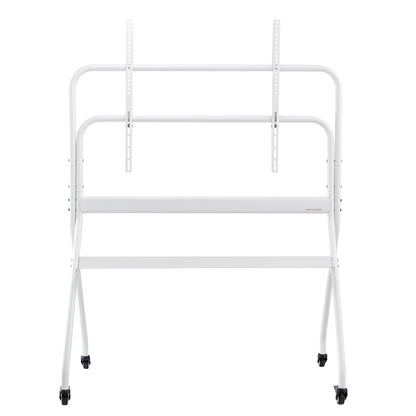 Rolling TV Stand - White Carbon Steel - 35-100 Inch Support for Living Room