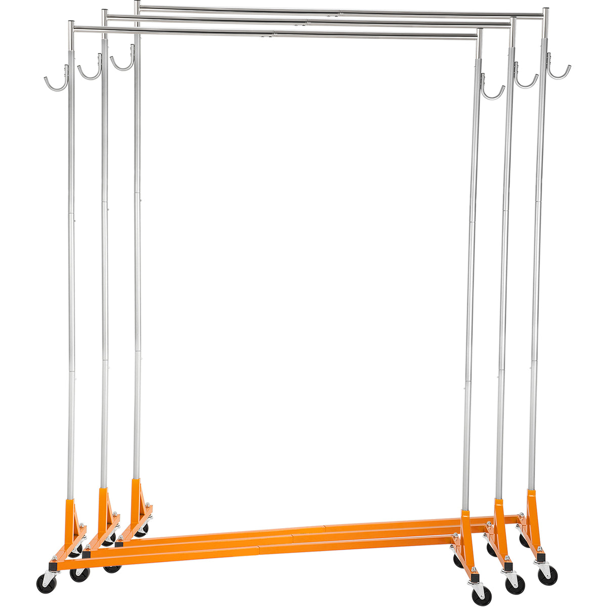Orange Silver Iron Coat Rack - 3-Piece Garment Rack for Living Room