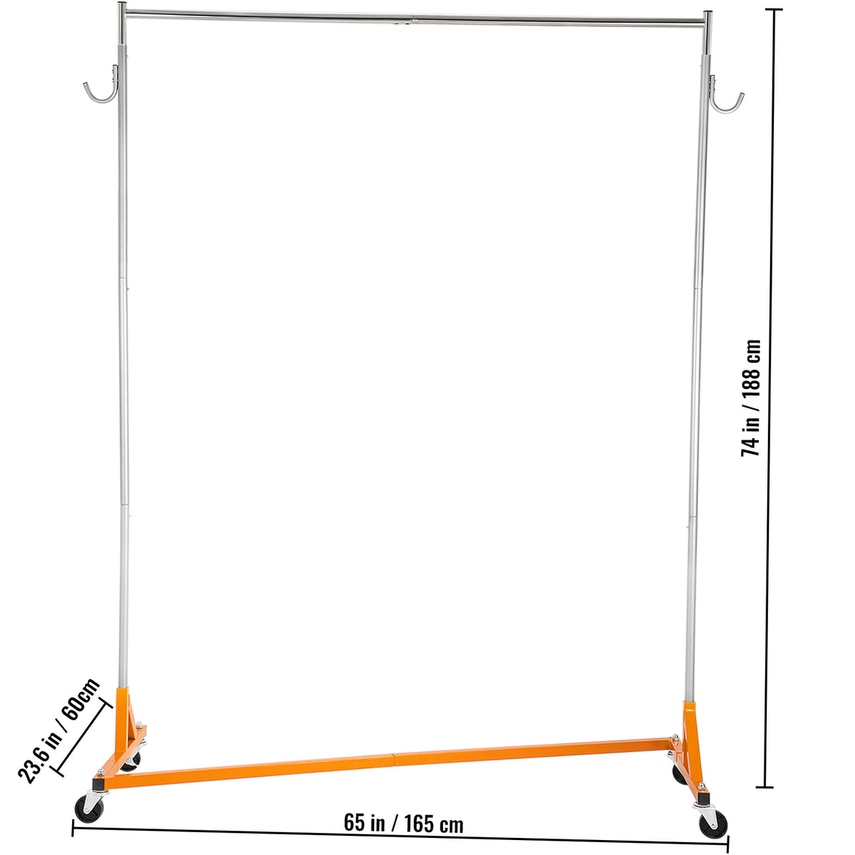 Orange Silver Iron Coat Rack - 3-Piece Garment Rack for Living Room