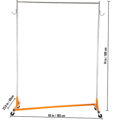 Orange Silver Iron Coat Rack - 3-Piece Garment Rack for Living Room