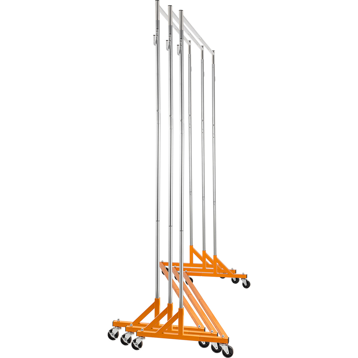 Orange Silver Iron Coat Rack - 3-Piece Garment Rack for Living Room