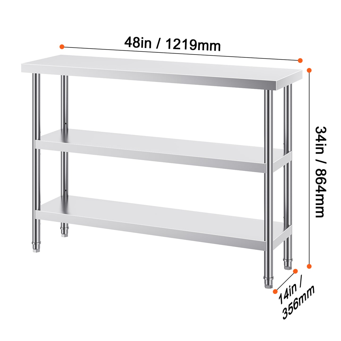 Stainless Steel Prep Table - 14x48 Work Table
