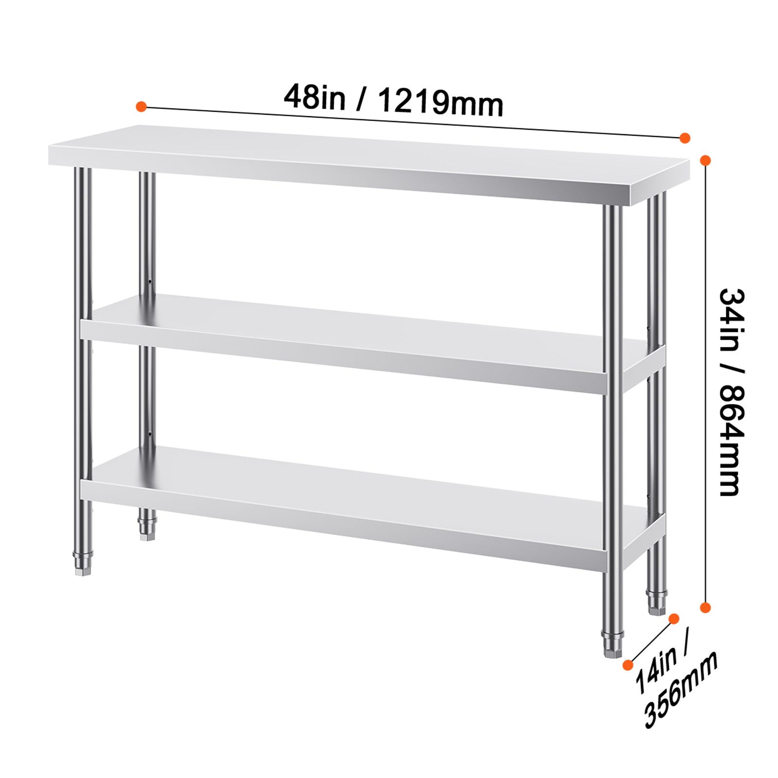Stainless Steel Prep Table - 14x48 Work Table