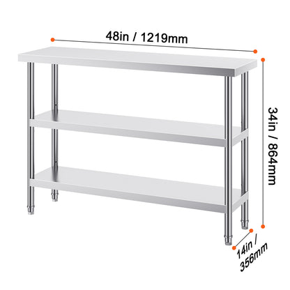 Stainless Steel Prep Table - 14x48 Work Table