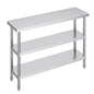 Stainless Steel Food Prep Table, 14 x 48 x 34 Inch Commercial Kitchen Worktable, with 2 Adjustable Undershelf, Heavy Duty Prep Table Metal Work Table for BBQ, Kitchen, Home, and Garage