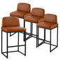 Bar Stool Set of 4, 27 inch Counter Height Stools, Modern PU Leather Counter Barstool with Backrest, Metal Legs, Easy Assembly Armless Bar Chair, Island Barstool for Kitchen, Dining Room, Brown