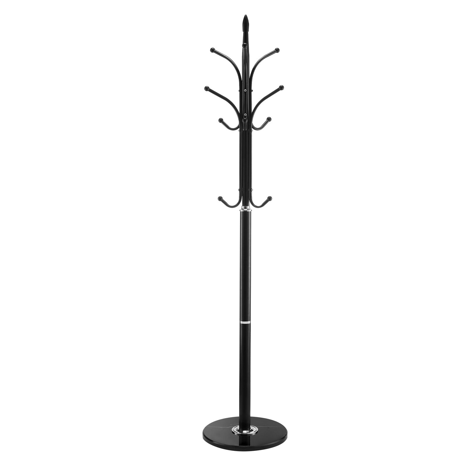 Freestanding Coat Rack Coats Tree Stand with Stable Marble Base & 6 Hooks