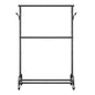Clothes Rack, Rolling Clothing Garment Rack with Adjustable Crossbar and Side Hooks, 150 lbs Load Capacity, Heavy Duty Carbon Steel Clothing Racks with Wheels for Bedroom, Laundry, Living Room