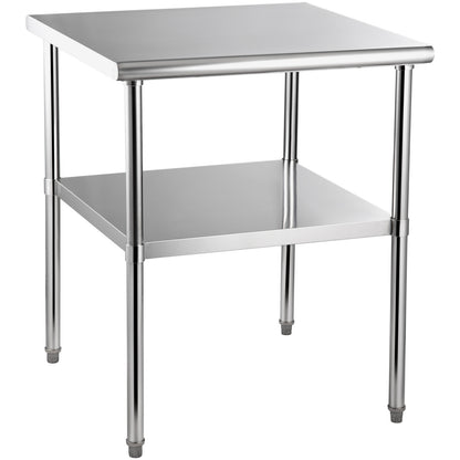 Stainless Steel Prep Table, 30 x 30 x 36 Inch, 800lbs Load Capacity Heavy Duty Metal Worktable with Adjustable Undershelf & Feet, Commercial Workstation for Kitchen Garage Restaurant Backyard