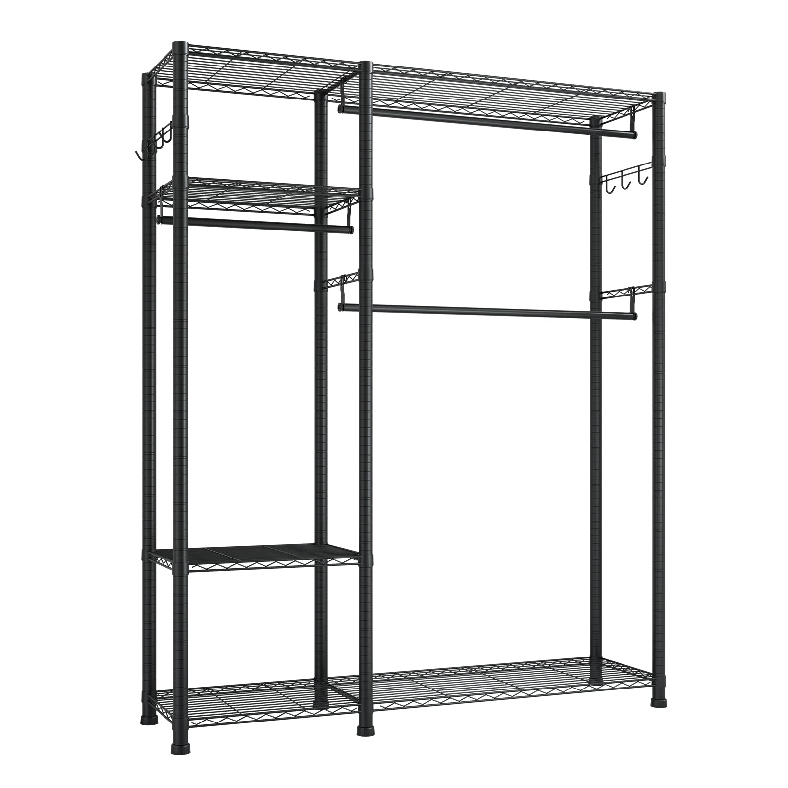 Clothing Garment Rack, Heavy Duty Clothes Rack, 6 Adjustable Tiers Clothes Racks with Steel Frame, 800 lbs Load Capacity Closet Wardrobe with 3 Hanging Rods for Bedroom, Clothing Store, Hallway