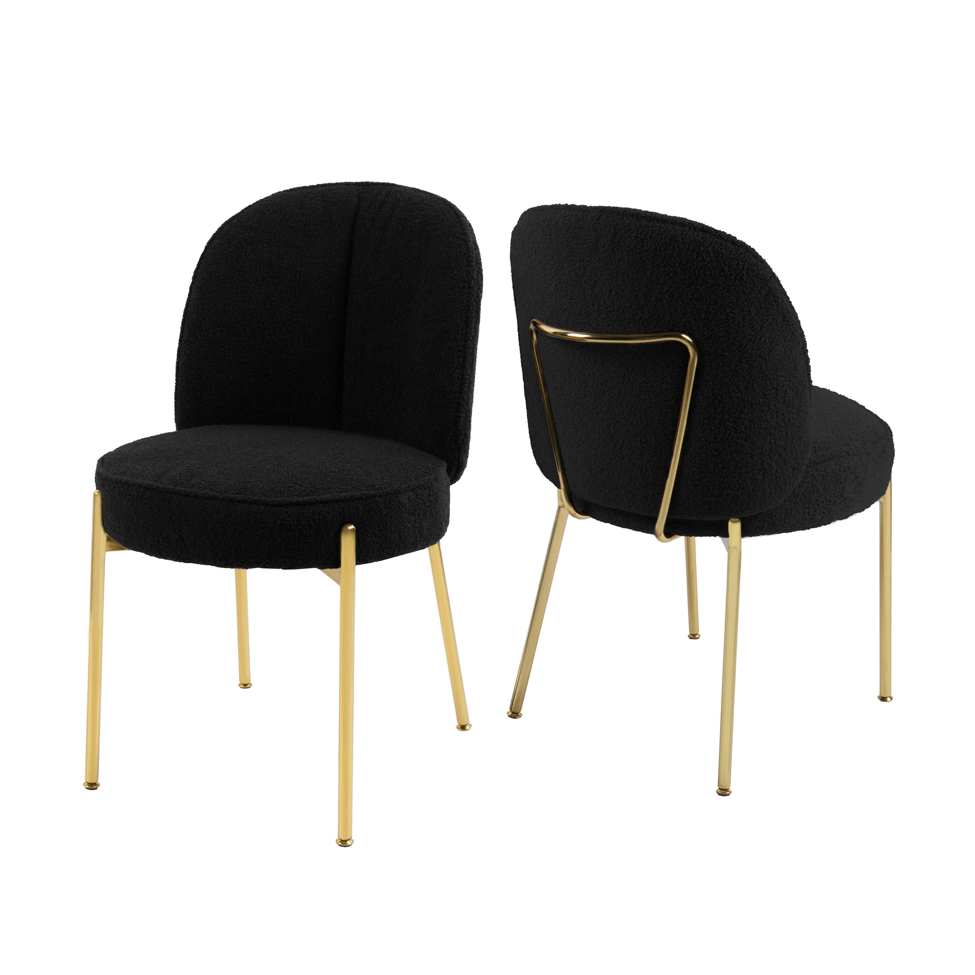 Black Fabric Dining Chair with Golden Legs (Set of 2)