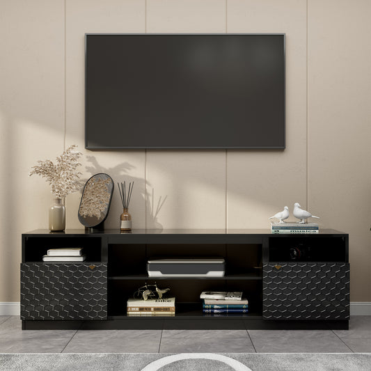 Modern/Contemporary Black 15.47-in W TV stand ( Accommodates TVs more than 70-in )