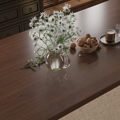 70.8" High-End Solid Wood Golden Stainless Steel Dining Table