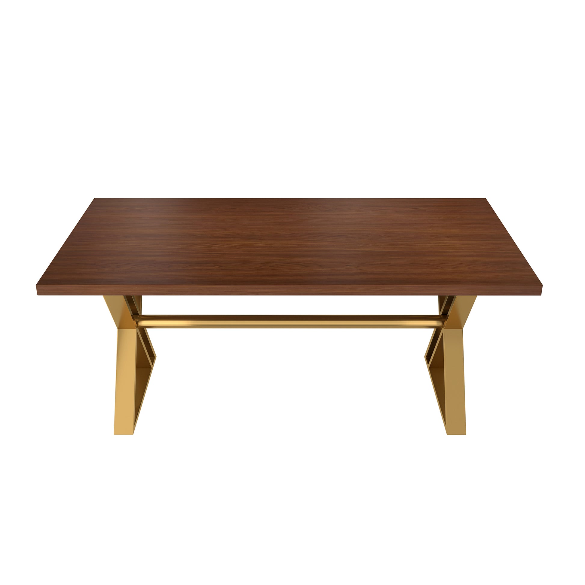 70.8 inch High-end Solid wood Golden Stainless Steel Dining Table