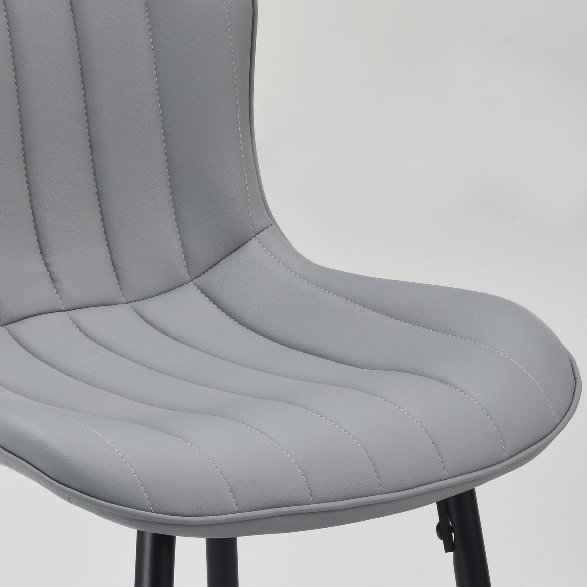 Set of 2 Gray Faux Leather Counter Stools - Modern Dining Chairs