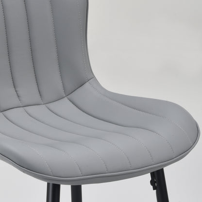 Set of 2 Gray Faux Leather Counter Stools - Modern Dining Chairs