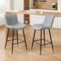 Counter Stools Set of 2, Faux Leather Kitchen & Dining Room Chairs for Dining Room, Counter Height Bar Stools,Mid Century Modern Dining Table Chairs with Metal Legs, Gray