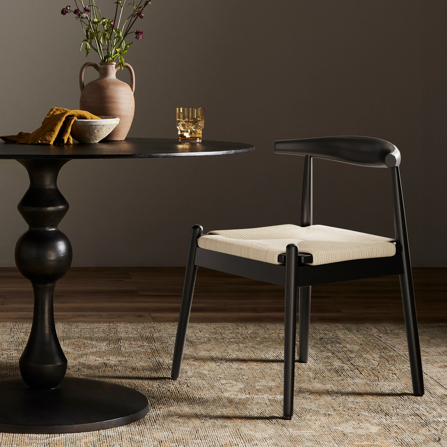 Black White Dining Chair Set of 2 - Mid-Century Style for Dining Room