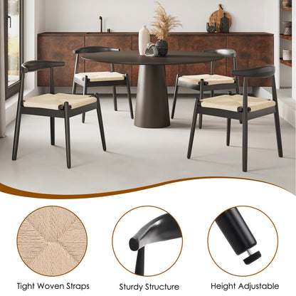 Black White Dining Chair Set of 2 - Mid-Century Style for Dining Room