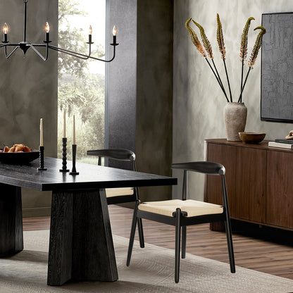 Black White Dining Chair Set of 2 - Mid-Century Style for Dining Room
