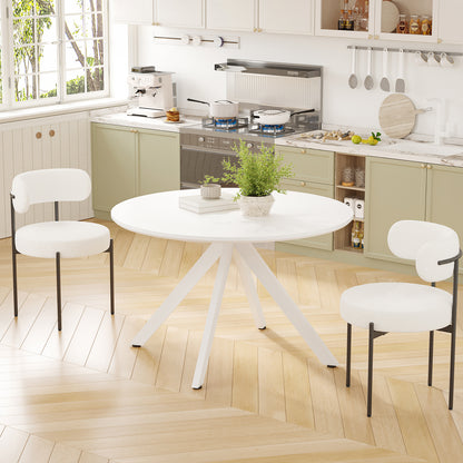 Round Solid Wood Dining Table with X-Shape Base for Kitchen Storage