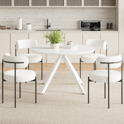 Round Solid Wood Dining Table with X-Shape Base for Kitchen Storage