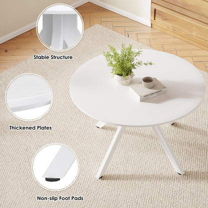 Round Solid Wood Dining Table with X-Shape Base for Kitchen Storage