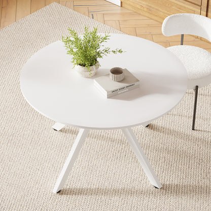 Round Solid Wood Dining Table with X-Shape Base for Kitchen Storage