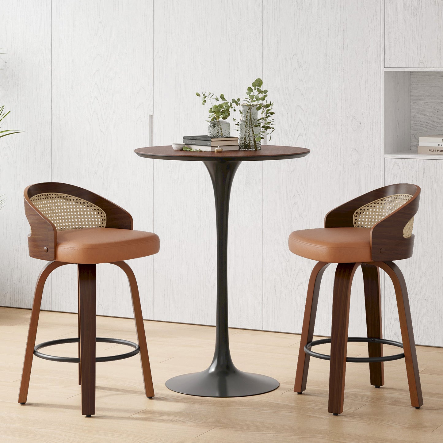 Yellow Bar Stools Set of 2 - Modern Kitchen Bar Chairs