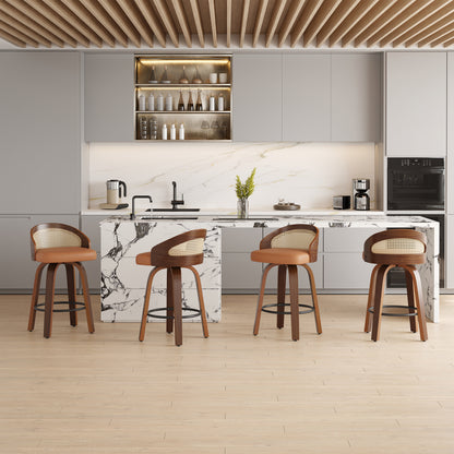 Yellow Bar Stools Set of 2 - Modern Kitchen Bar Chairs