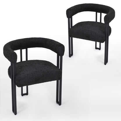 Black Metal Dining Armchairs Set of 2