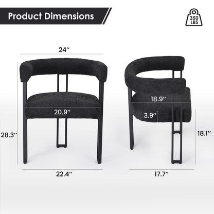 Black Metal Dining Armchairs Set of 2