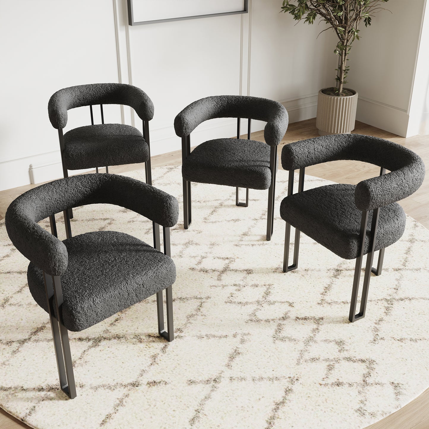 Black Metal Dining Armchairs Set of 2