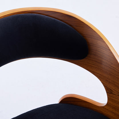 Black Wood Dining Chairs Set of 2 with Curved Backrest for Kitchen
