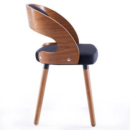 Black Wood Dining Chairs Set of 2 with Curved Backrest for Kitchen