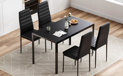 47" Rectangular Dining Table - Black Metal Wood