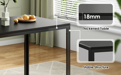 47" Rectangular Dining Table - Black Metal Wood