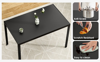 47" Rectangular Dining Table - Black Metal Wood